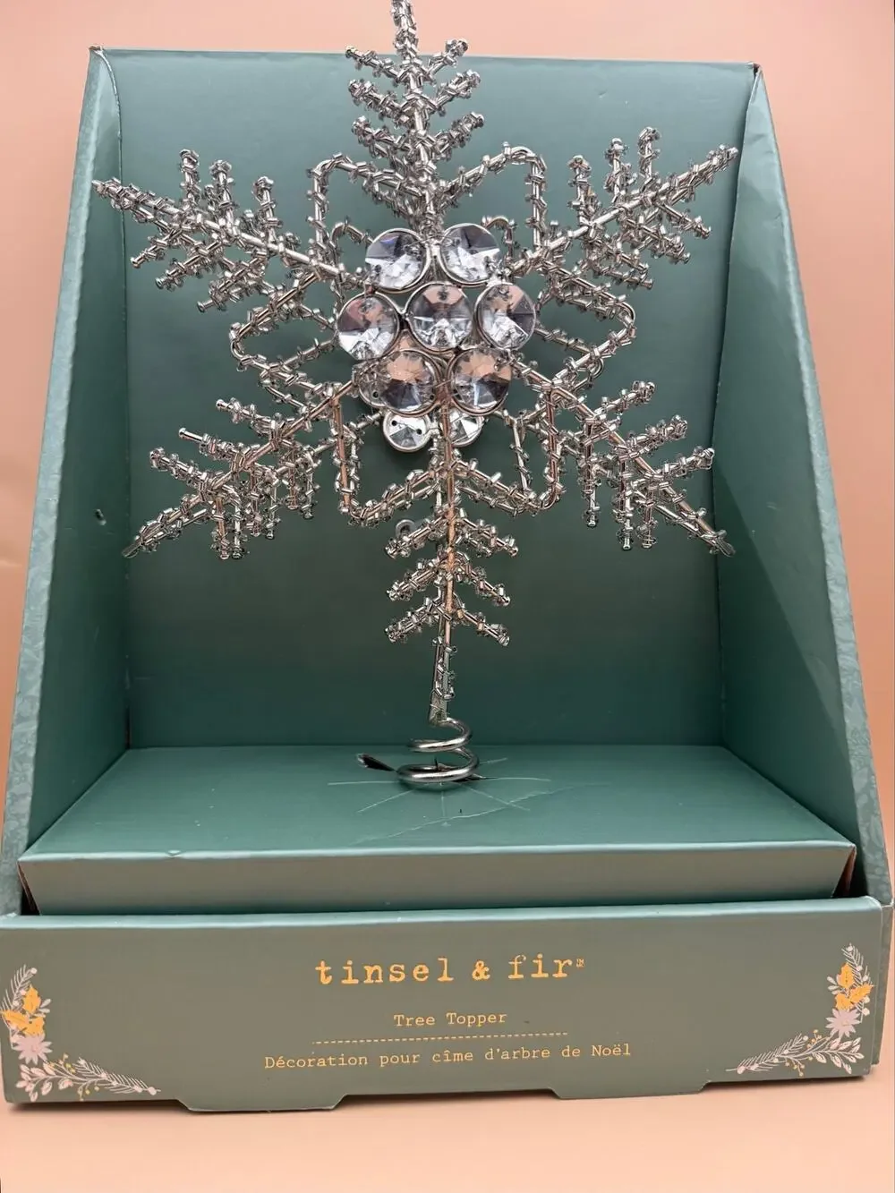 Tinsel & Fir Snowflake Christmas Tree Topper